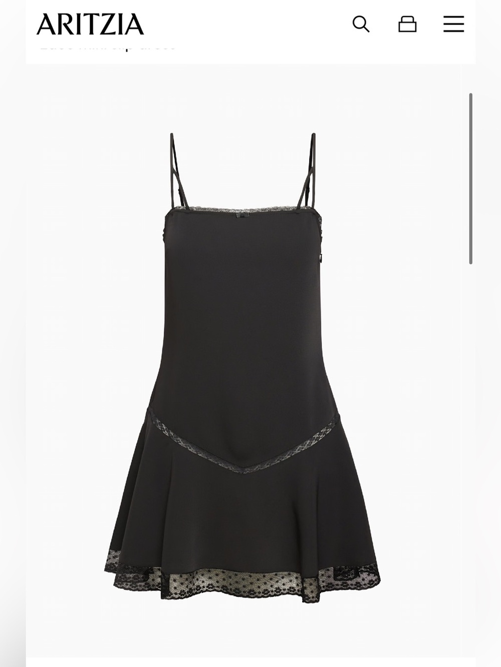 Aritzia Wilfred Nettare Lace-Trim Black Mini Dress